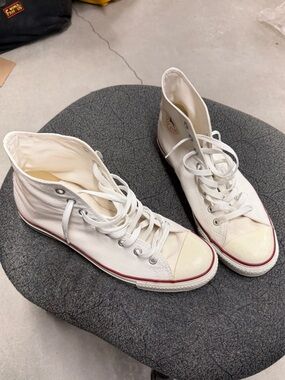Converse High Top Sneakers - White with Red Stripe